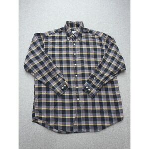 Brooks Brothers Sport Shirt Mens Large Blue Plaid Long Sleeve Button Down